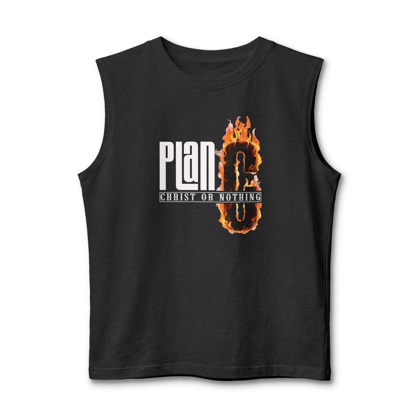 “Plan C — Christ or Nothing Muscle Tank — Faith Scripture Tee