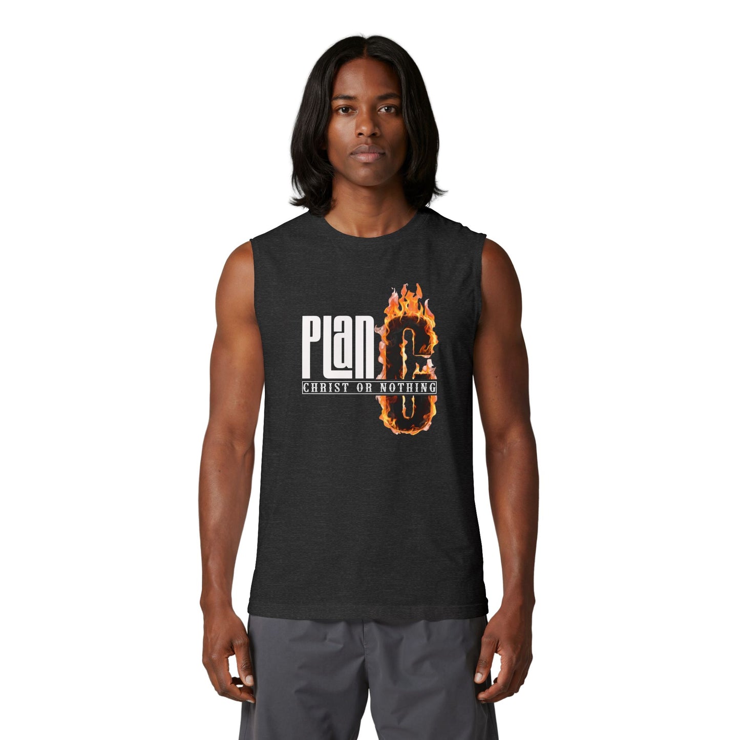“Plan C — Christ or Nothing Muscle Tank — Faith Scripture Tee