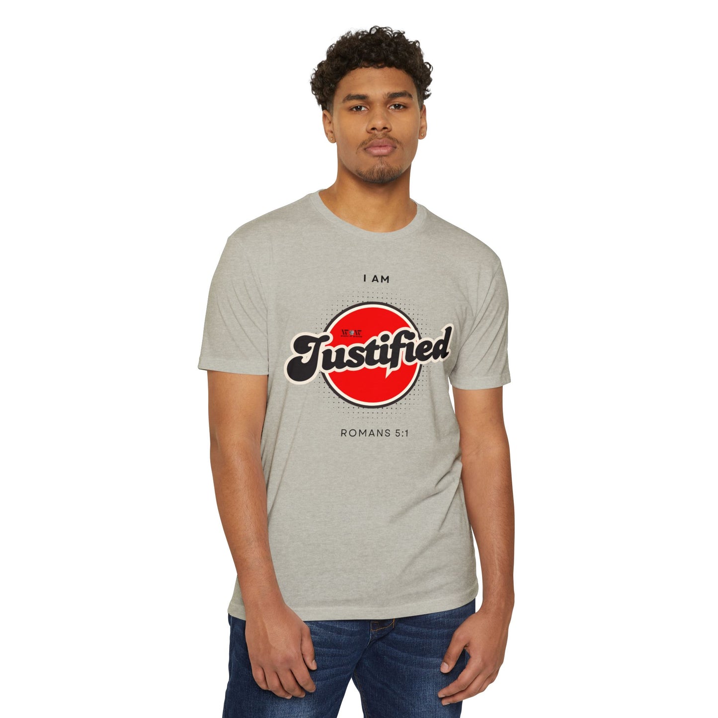 Justified Romans 5:1 Christian T-Shirt — I Am Collection — Wear the Identity Heaven Spoke Over You