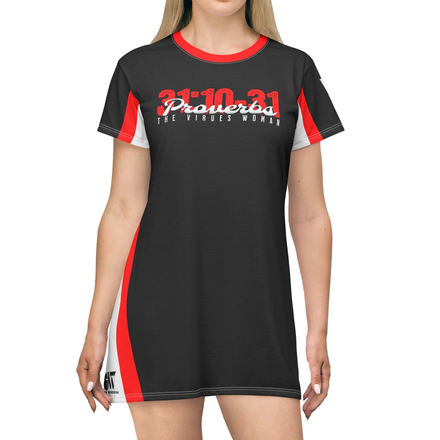 Red & Black Black Proverbs 31:10-31 T‑Shirt Dress — ‘God The Beginning And The End’— WoW — Words of Wisdom