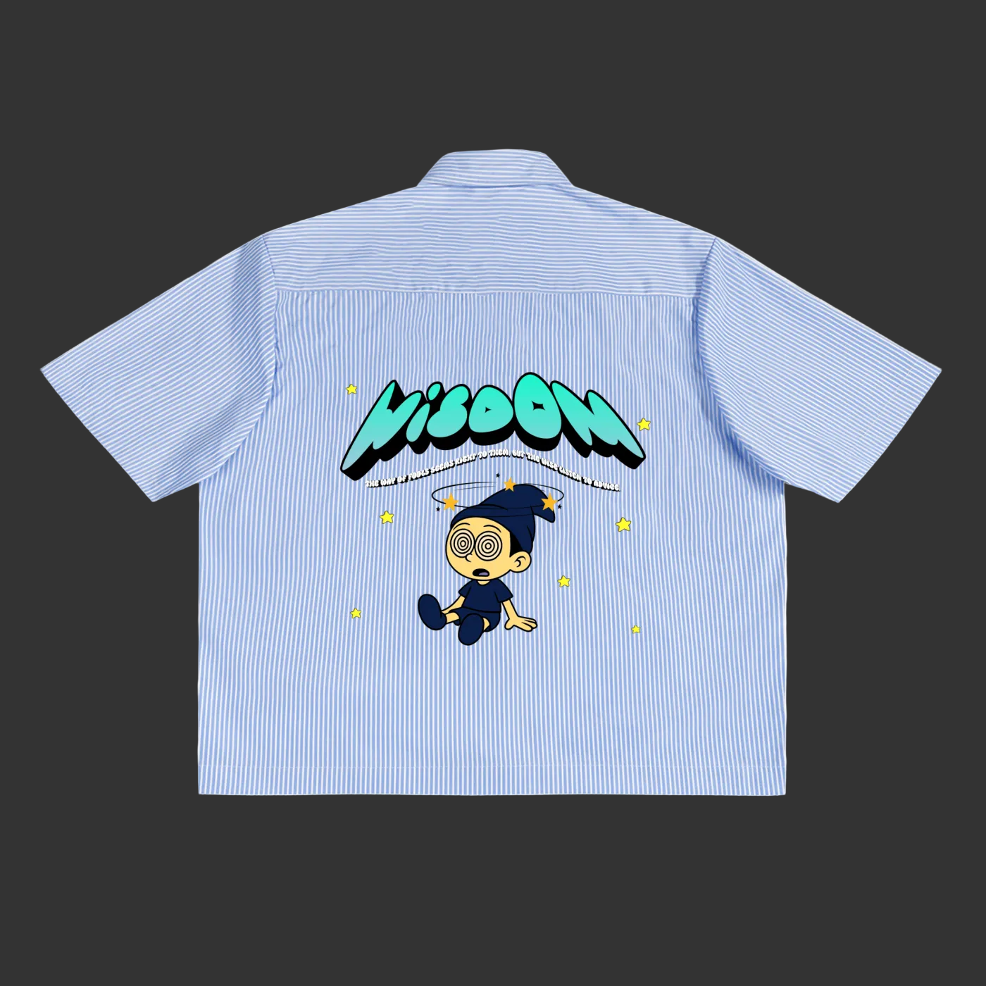 Gold-Star Wisdom Oversized Vertical Stripe Boxy Button-Down Shirt