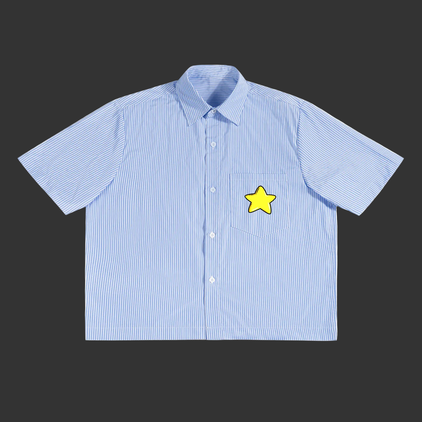 Gold-Star Wisdom Oversized Vertical Stripe Boxy Button-Down Shirt