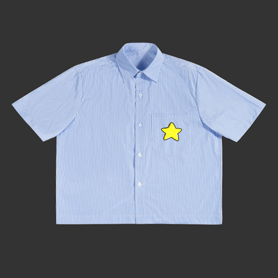 Gold-Star Wisdom Oversized Vertical Stripe Boxy Button-Down Shirt