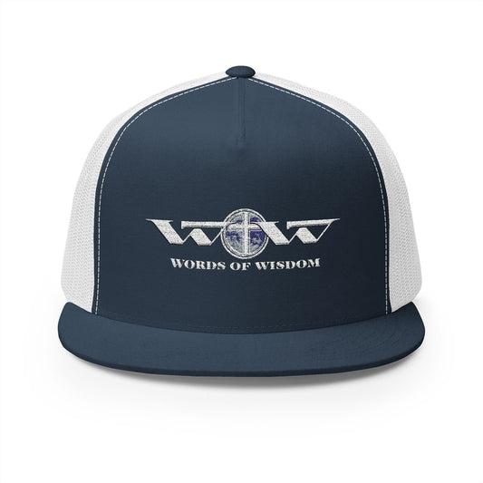 Trucker Cap — Distressed Winged Logo — WoW — Words of Wisdom