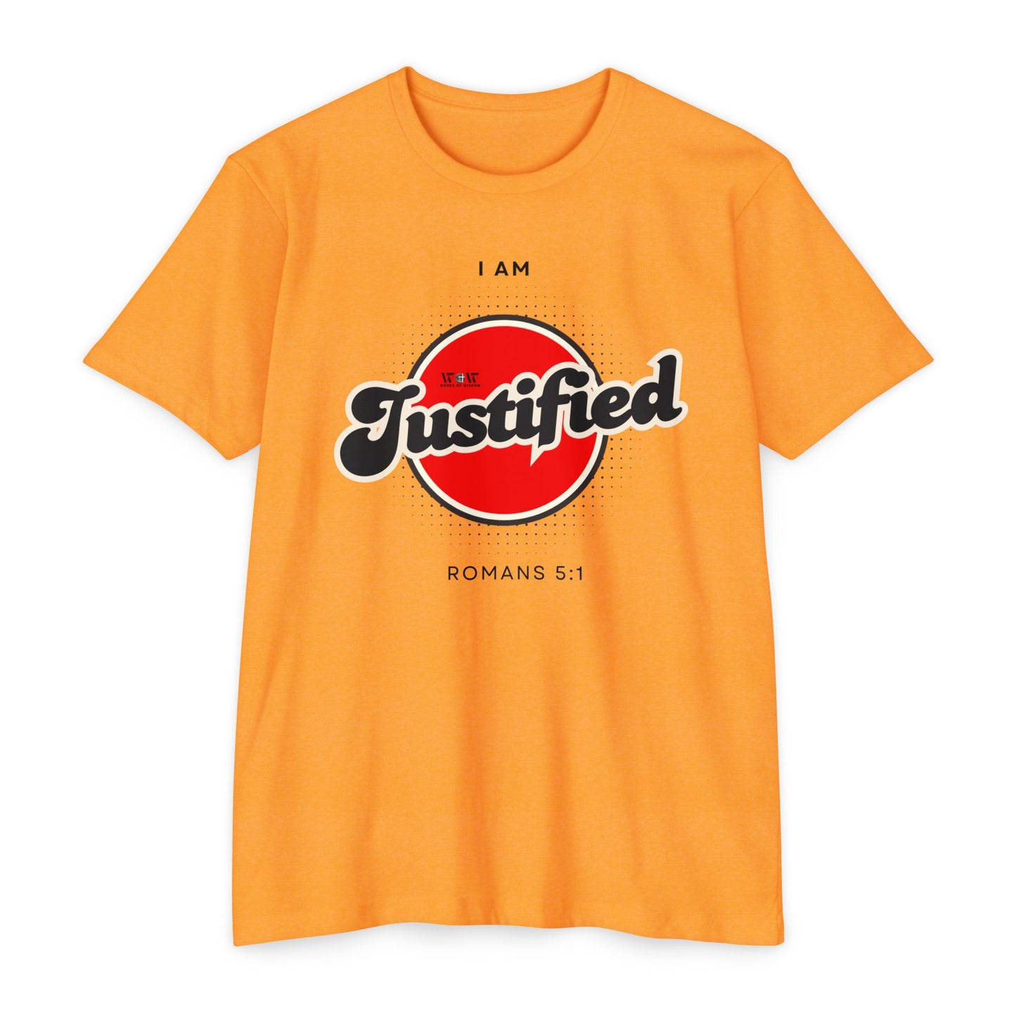 Justified Romans 5:1 Christian T-Shirt — I Am Collection — Wear the Identity Heaven Spoke Over You
