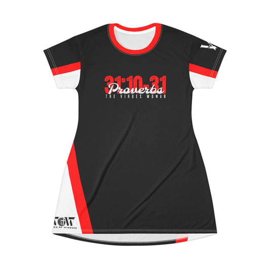 Red & Black Black Proverbs 31:10-31 T‑Shirt Dress — ‘God The Beginning And The End’— WoW — Words of Wisdom