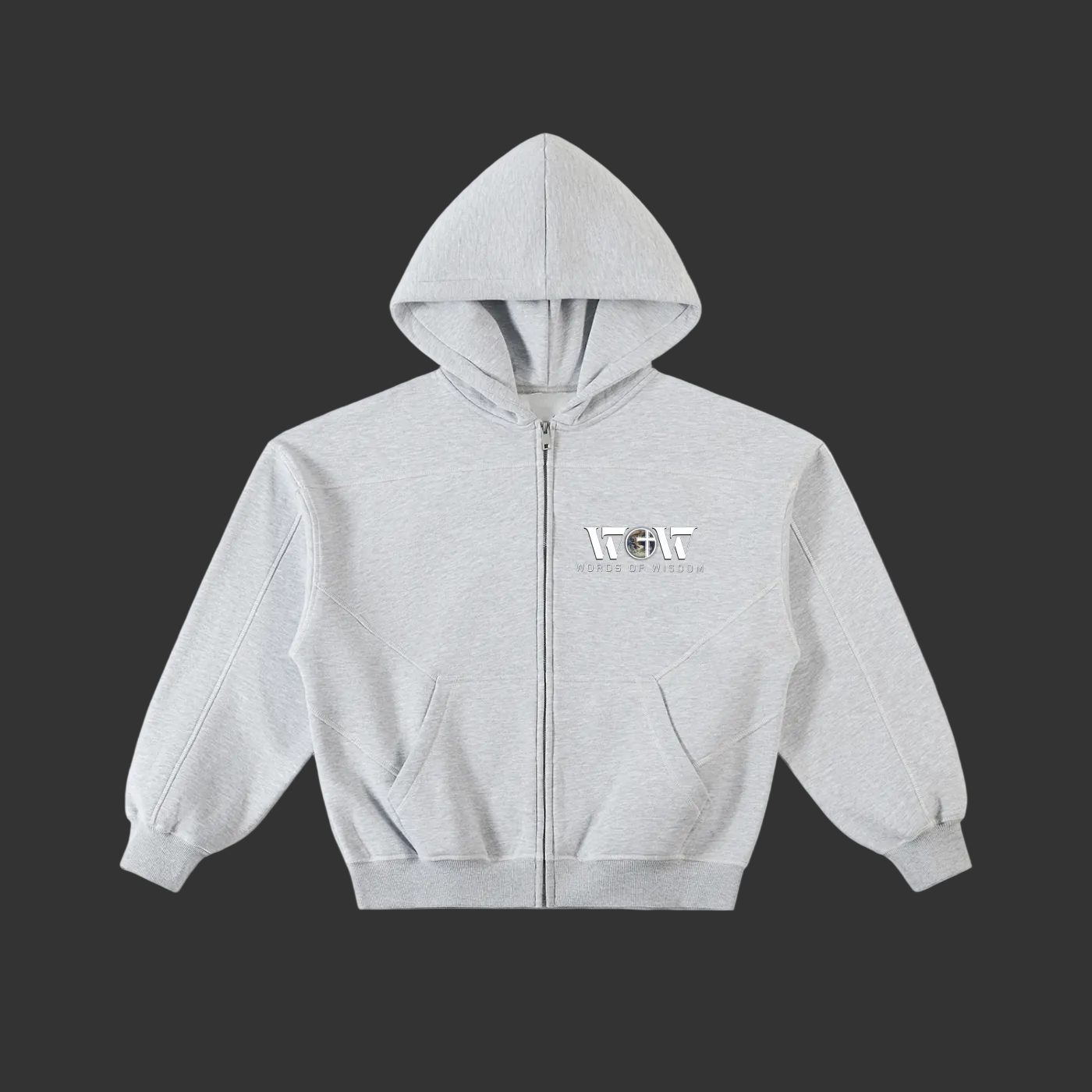 How We Win the Battle Contrast-Stitched Zip-Up Hoodie