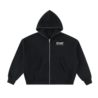Fleeced Full-Zip Boxy Hoodie