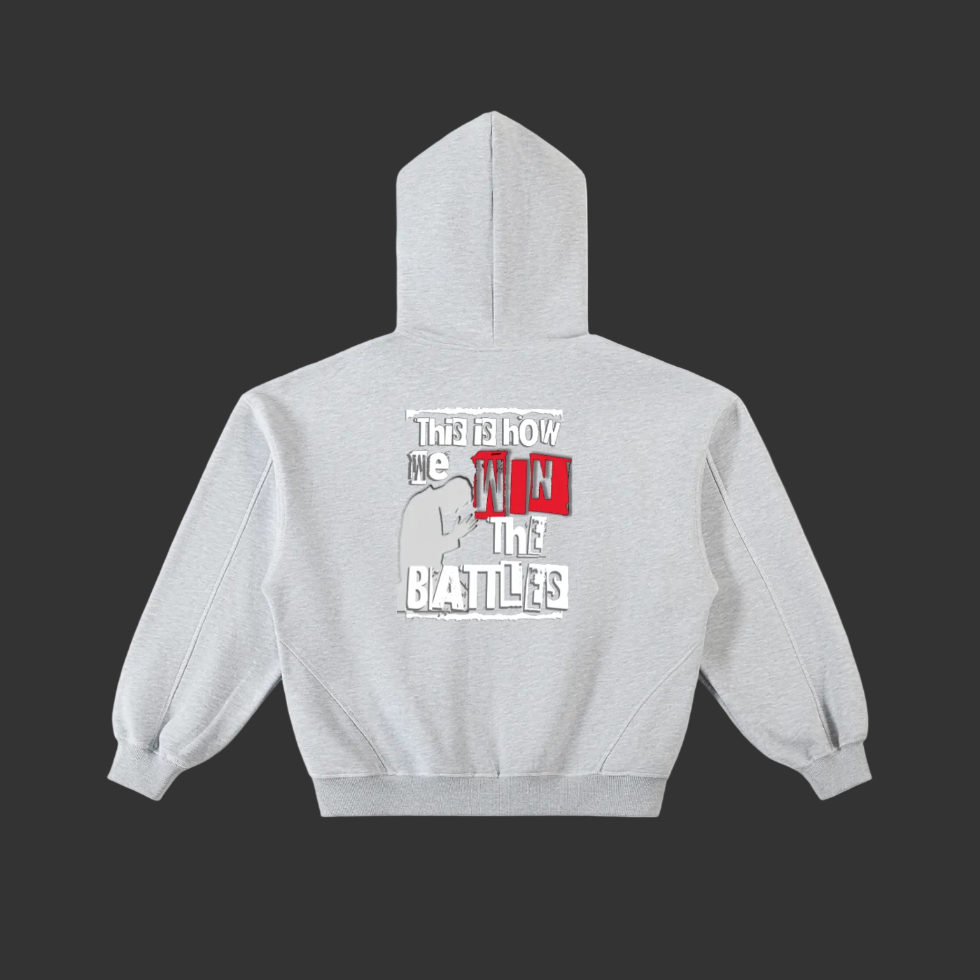 How We Win the Battle Contrast-Stitched Zip-Up Hoodie