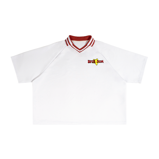 Contrast Lapel Collar Boxy T-Shirt