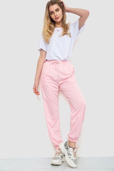 Спорт штани жіночі однотонні, колір рожевий, 129RH021 129RH021 фото