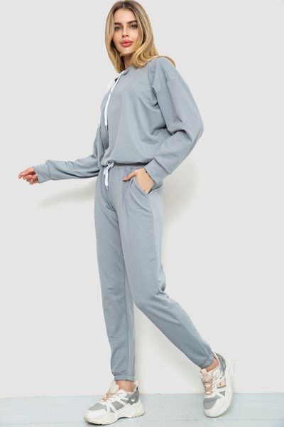 Спорт костюм жіночий однотонний, колір світло-сірий, 182R011-1 182R011-1 фото