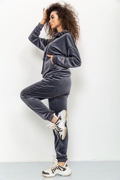 Спорт костюм жіночий велюровий, колір темно-сірий, 177R022 177R022 фото