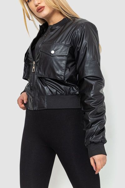 Куртка женская из экокожи короткая, цвет черный, 186R097 186R097 фото