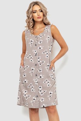 Сукня-халат жіночий з квітковим принтом на ґудзиках, колір мокко, 102R349 102R349 фото