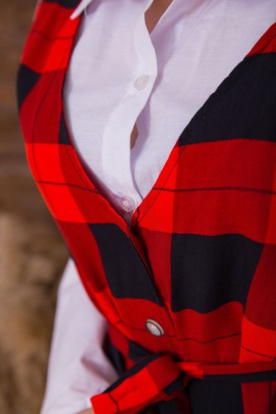 Жіноча сорочка з декором, біло-червоного кольору, 119R321 119R321 фото