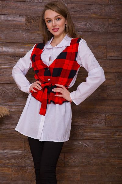 Жіноча сорочка з декором, біло-червоного кольору, 119R321 119R321 фото