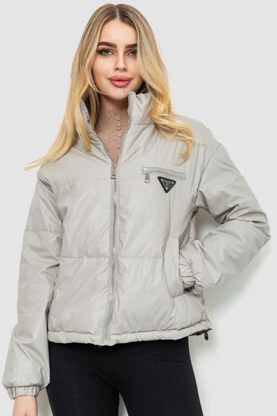 Куртка женская из мягкой экокожи, цвет светло-серый, 186R095 186R095 фото