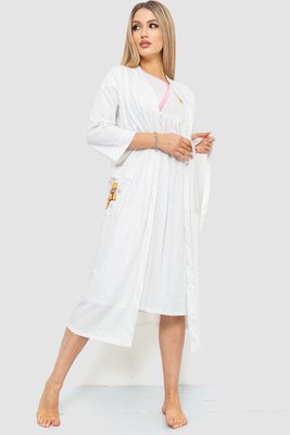 Комплект нічна сорочка + халат, колір молочний, 219RX-7106 219RX-7106 фото