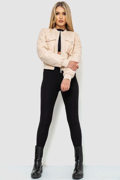 Куртка жіноча з екошкіри коротка, колір світло-бежевий, 186R097 186R097 фото