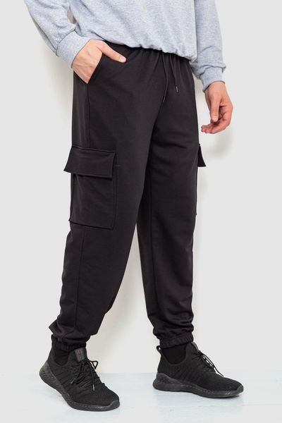 Спортивні штани чоловічі двонитка, колір чорний, 241R0651-1 241R0651-1 фото