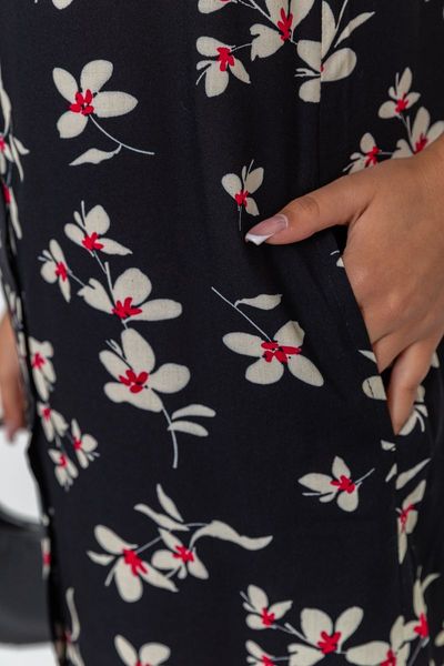 Сукня-халат жіночий з квітковим принтом на ґудзиках, колір чорний, 102R349 102R349 фото