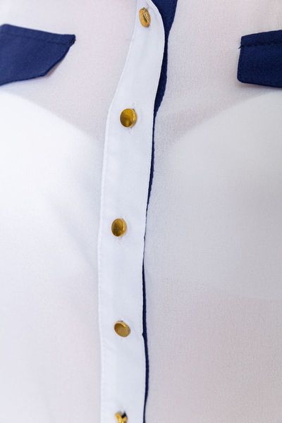 Блуза класична, колір біло-синій, 230R101 230R101 фото