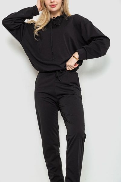 Спорт костюм жіночий однотонний, колір чорний, 182R011-1 182R011-1 фото