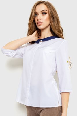 Блуза класична, колір біло-синій, 230R081 230R081 фото