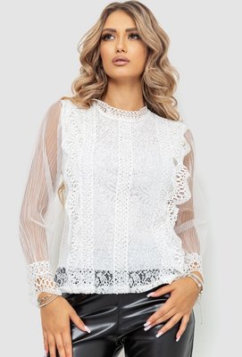 Блуза жіноча гіпюрова класична, колір білий, 204R150 204R150 фото