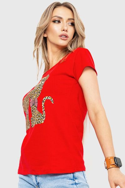 Жіноча футболка з принтом, колір червоний, 190R102 190R102 фото