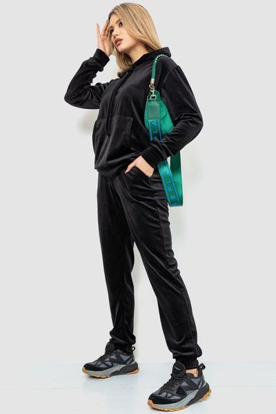 Спорт костюм женский велюровый с капюшоном, цвет черный, 241R105 241R105 фото