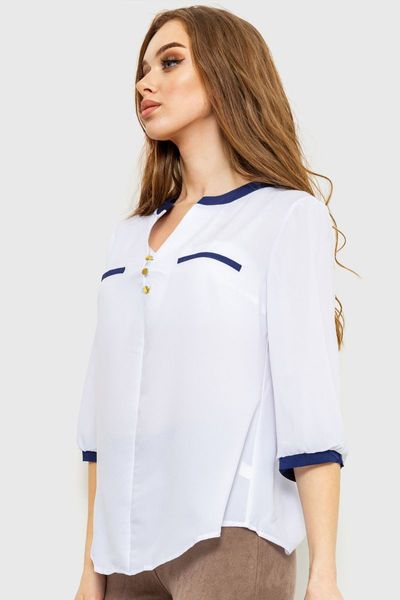Блуза класична, колір біло-синій, 230R051 230R051 фото