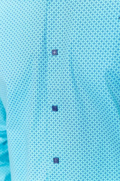 Сорочка чоловіча класична з принтом, колір бірюзово-синій, 214R7400 214R7400 фото