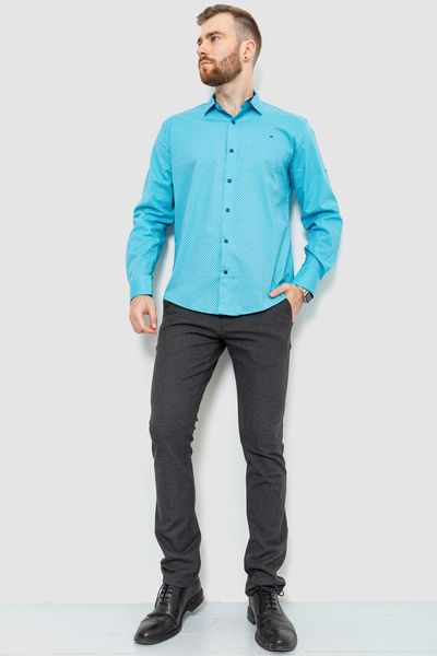 Рубашка мужская классическая с принтом, цвет бирюзово-синий, 214R7400 214R7400 фото