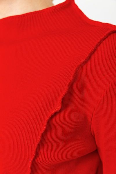 Жіночий лонгслів в рубчик, колір червоний, 102R325 102R325 фото