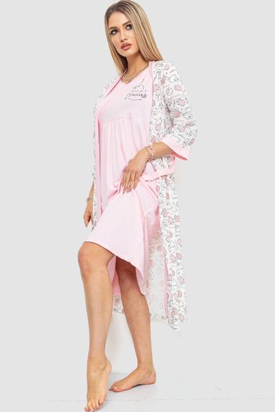 Комплект халат + нічна сорочка, колір світло-рожевий, 219RX-7064 219RX-7064 фото